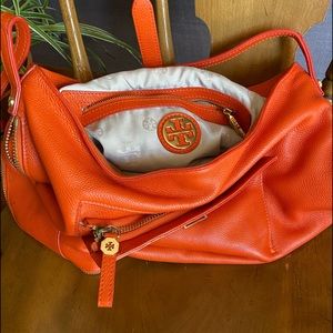 Authentic Tory Burch Leather Tangerine Handbag